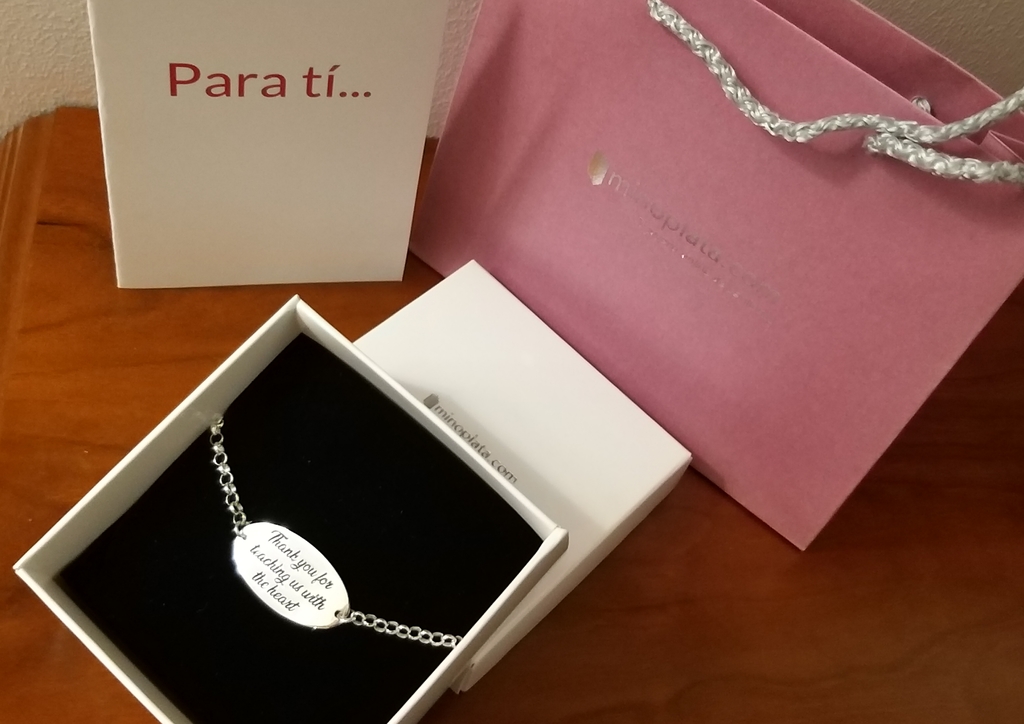 Pulsera de Plata de ley Personalizada en Castellano, Inglés... 1
