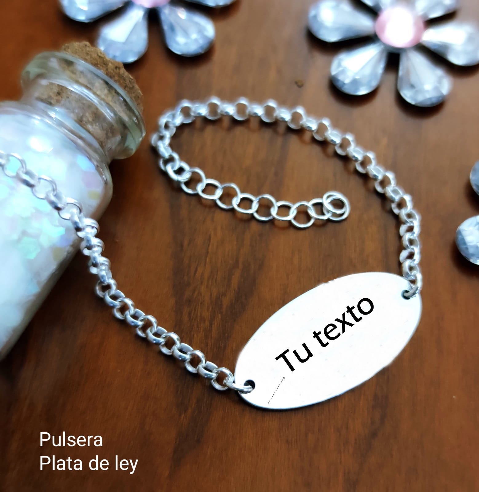 Pulsera de Plata de ley Personalizada en Castellano, Inglés... 2