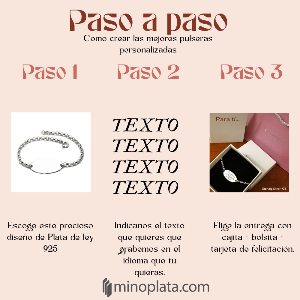 Pulsera de Plata de ley Personalizada en Castellano, Inglés... 3