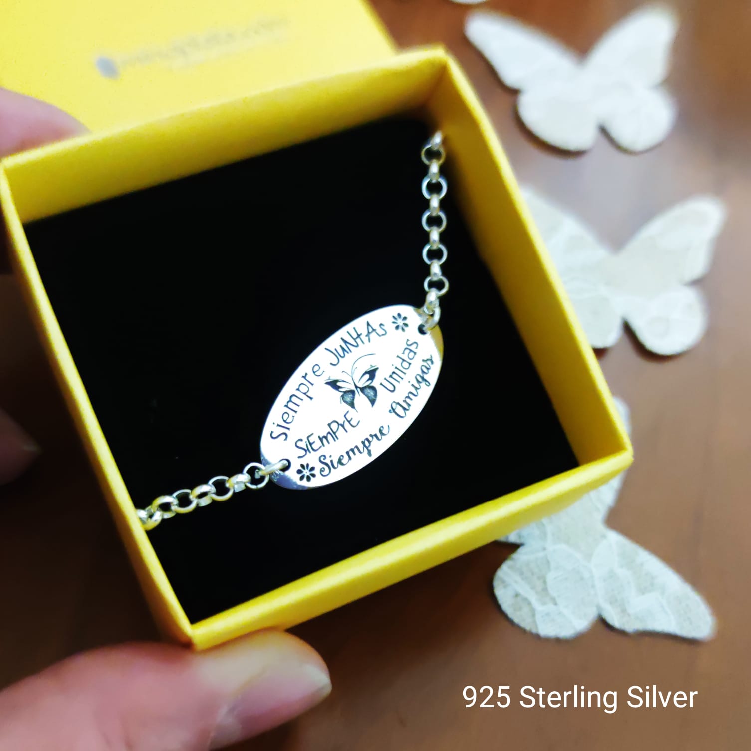 Pulsera para amigas en Plata de ley 