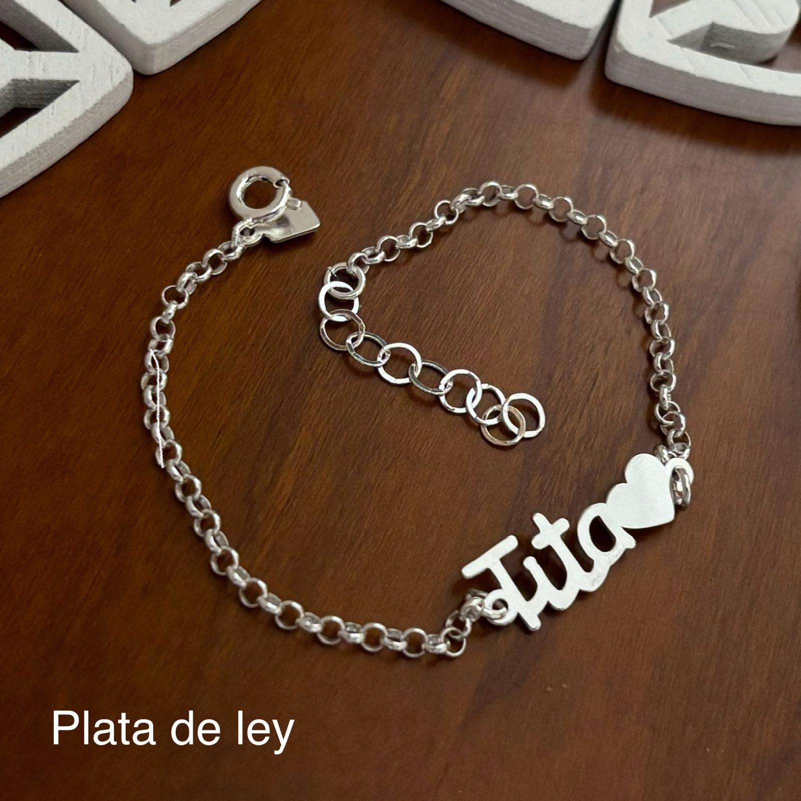Pulsera tita corazón de Plata de ley 925 3