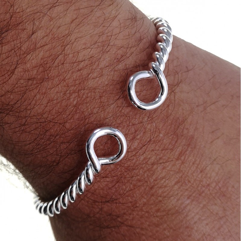 Pulsera tonisa hilo reliado de Plata de ley para caballero 1
