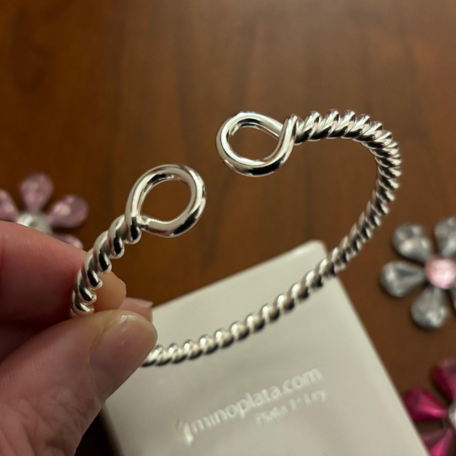 Pulsera tonisa reliada asas de Plata de ley para mujer 3