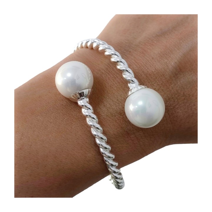 Pulsera brazalete tonisa de Plata de ley con Perlas shell
