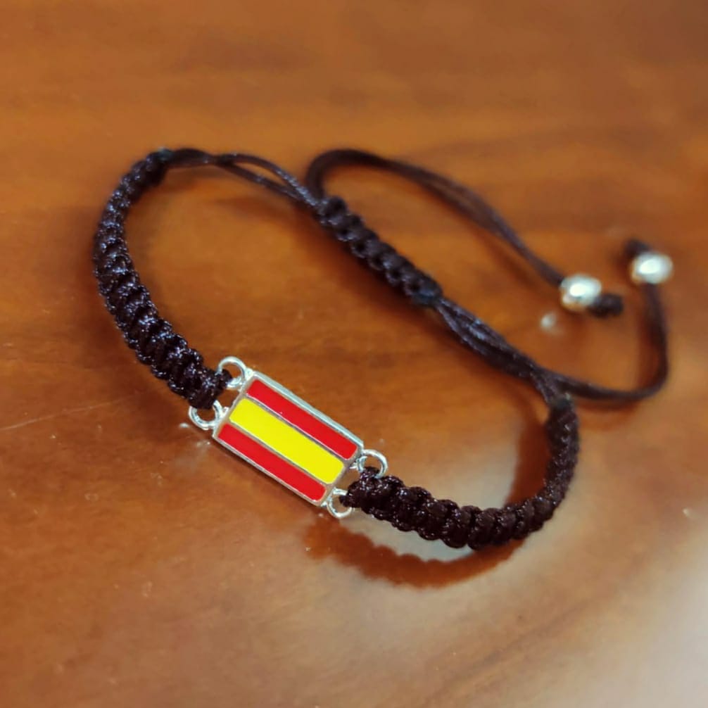 Pulsera unisex trenza marrón bandera de España Acero