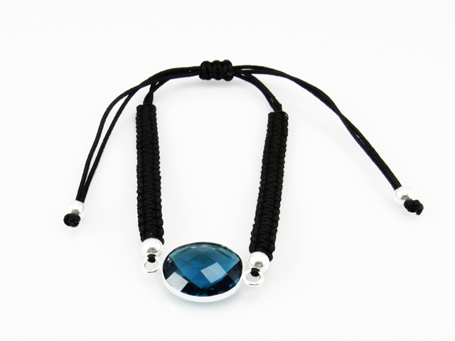 Pulsera hilo negro con Plata y Cristal Swarovski