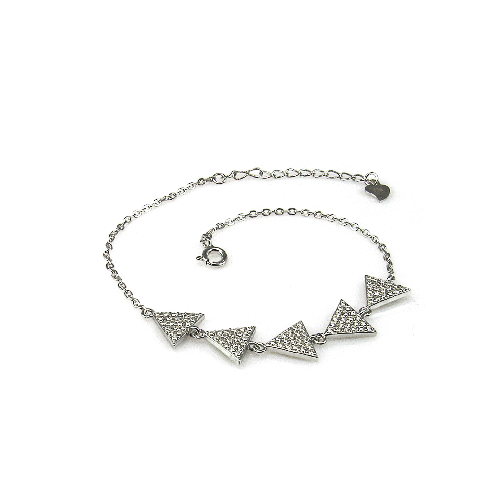 Pulsera triángulos de Plata rodiada y Circonitas microengastadas