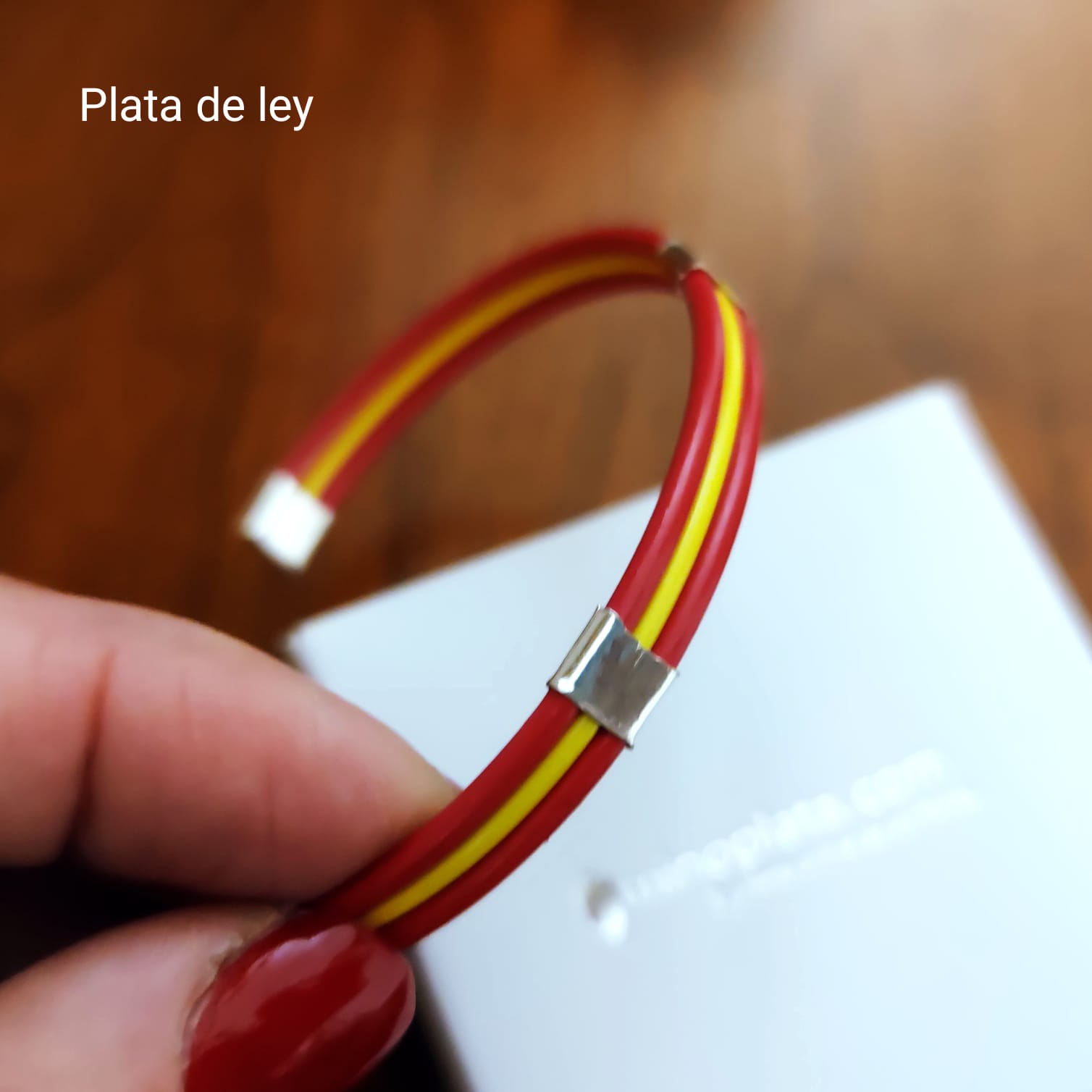 Pulsera de Caucho y Plata de ley bandera de España para mujer 2