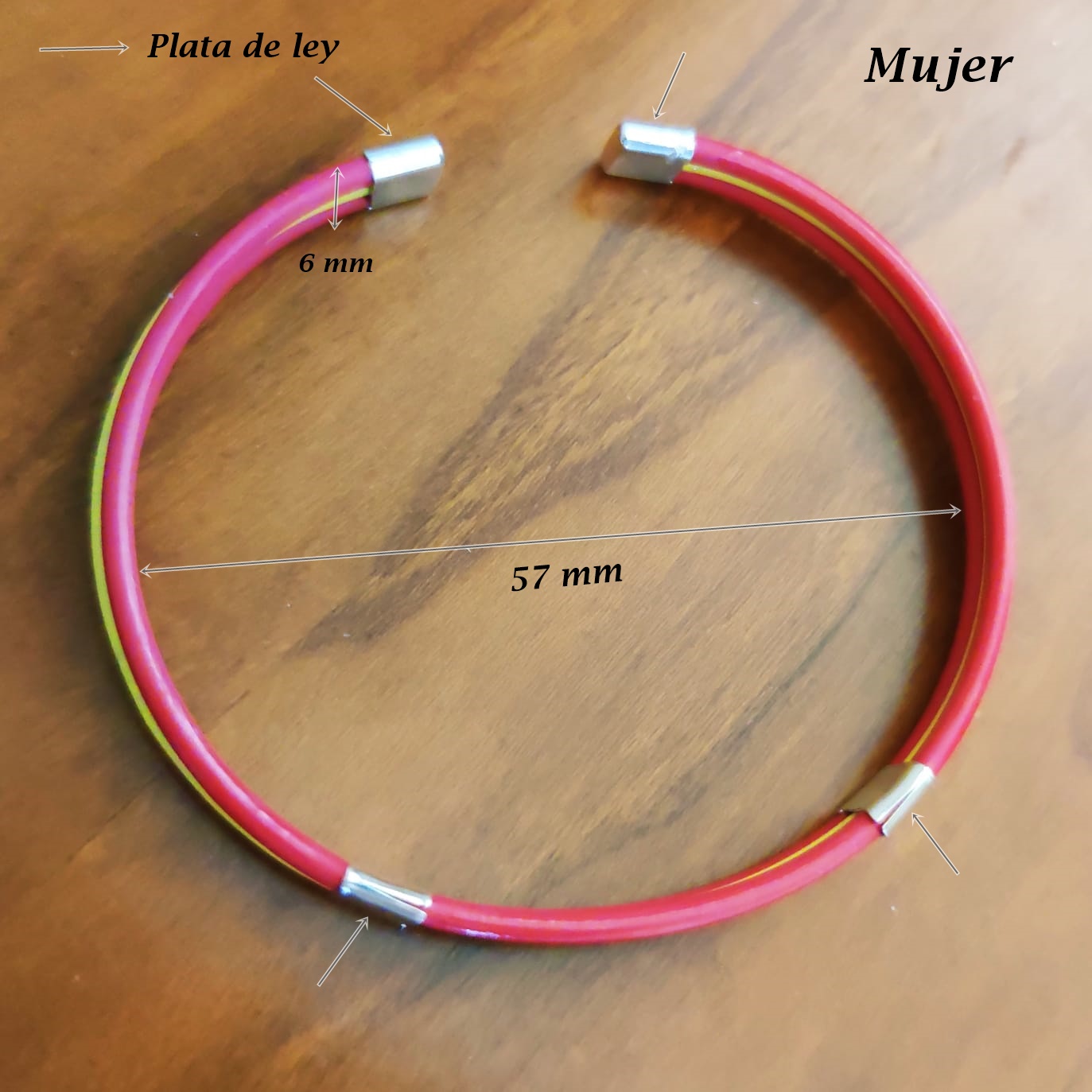 Pulsera de Caucho y Plata de ley bandera de España para mujer 4