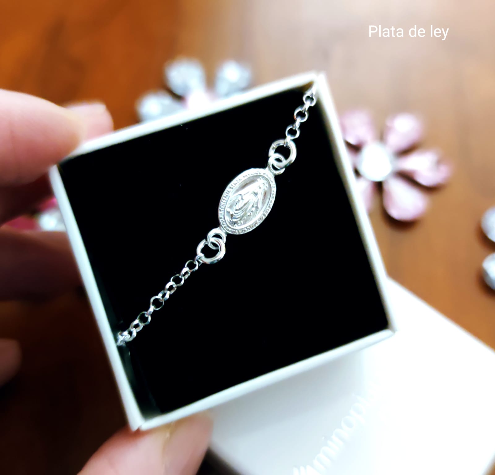 Pulsera Virgen Milagrosa de Plata de ley 3