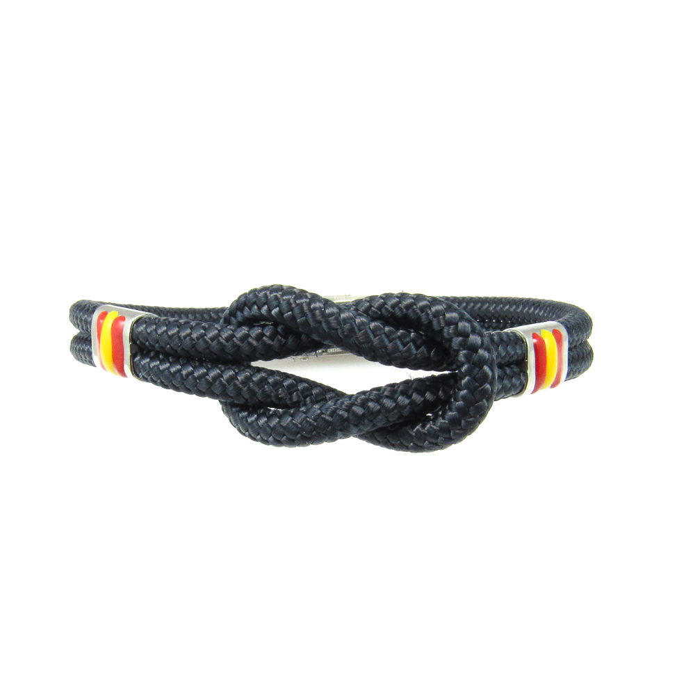 Pulsera nudo marinero poliéster y acero bandera de España