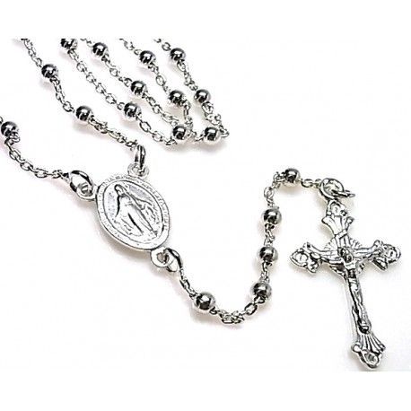 Rosario de Plata con bolas 3 Mm.