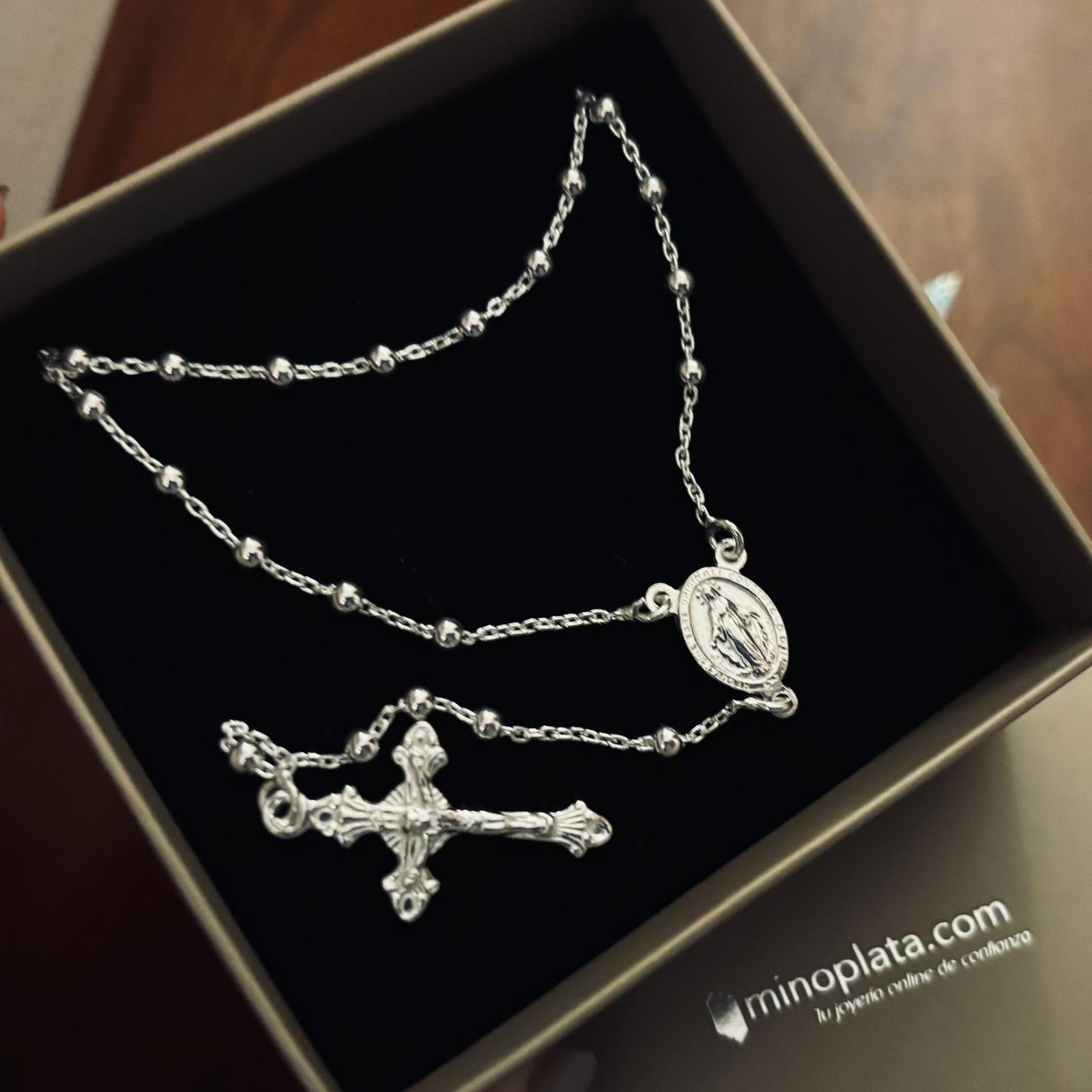 Rosario de Plata con bolas 3 Mm. 1