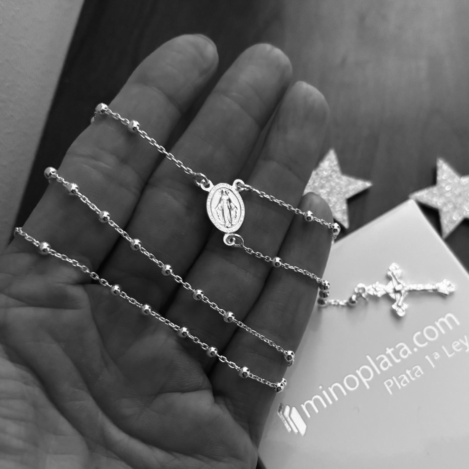 Rosario de Plata con bolas 3 Mm. 2