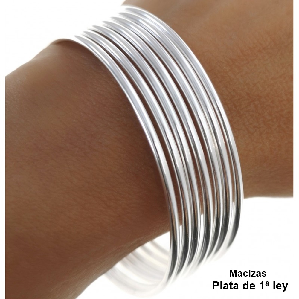 Pulseras Semanario macizas de Plata lisas redondas 2mm - 65mm diámetro (Talla M)_1