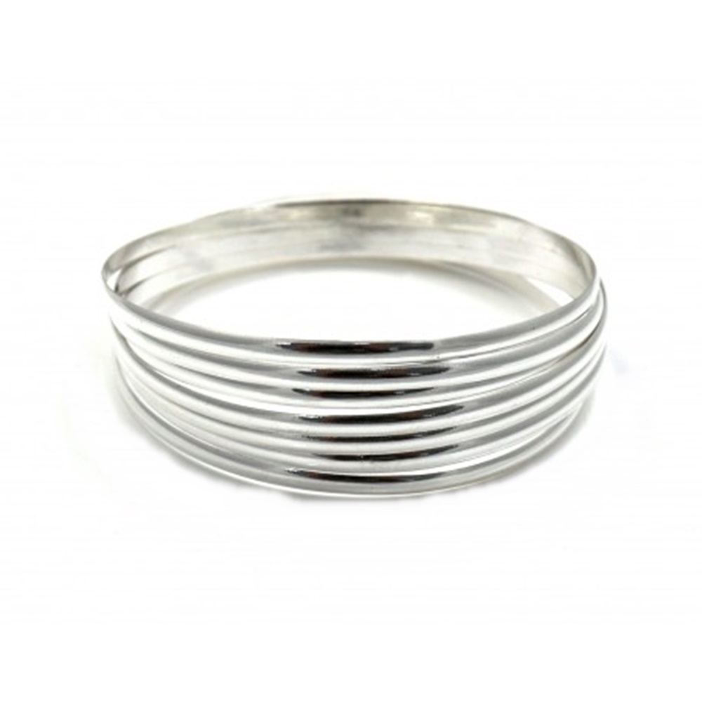 Juego de Pulseras media caña Semanario de Plata de ley 3mm y 70mm diámetro (Talla L)