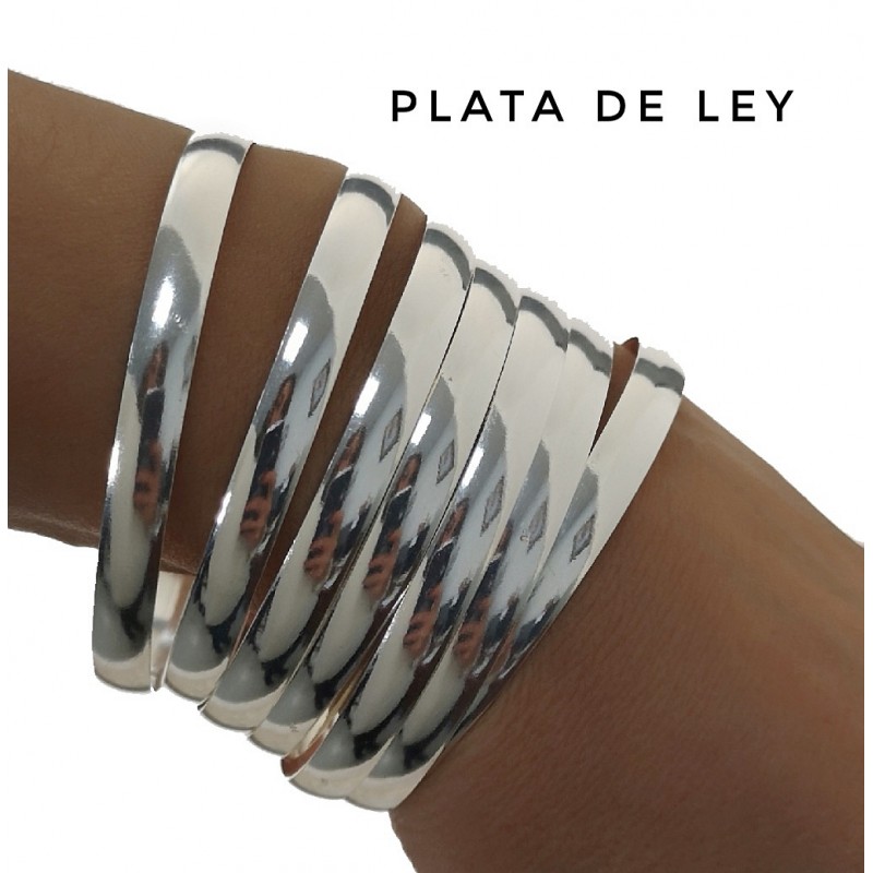 Pulseras Semanario Plata de ley media caña lisas 6mm y 70mm de diámetro (Talla L)