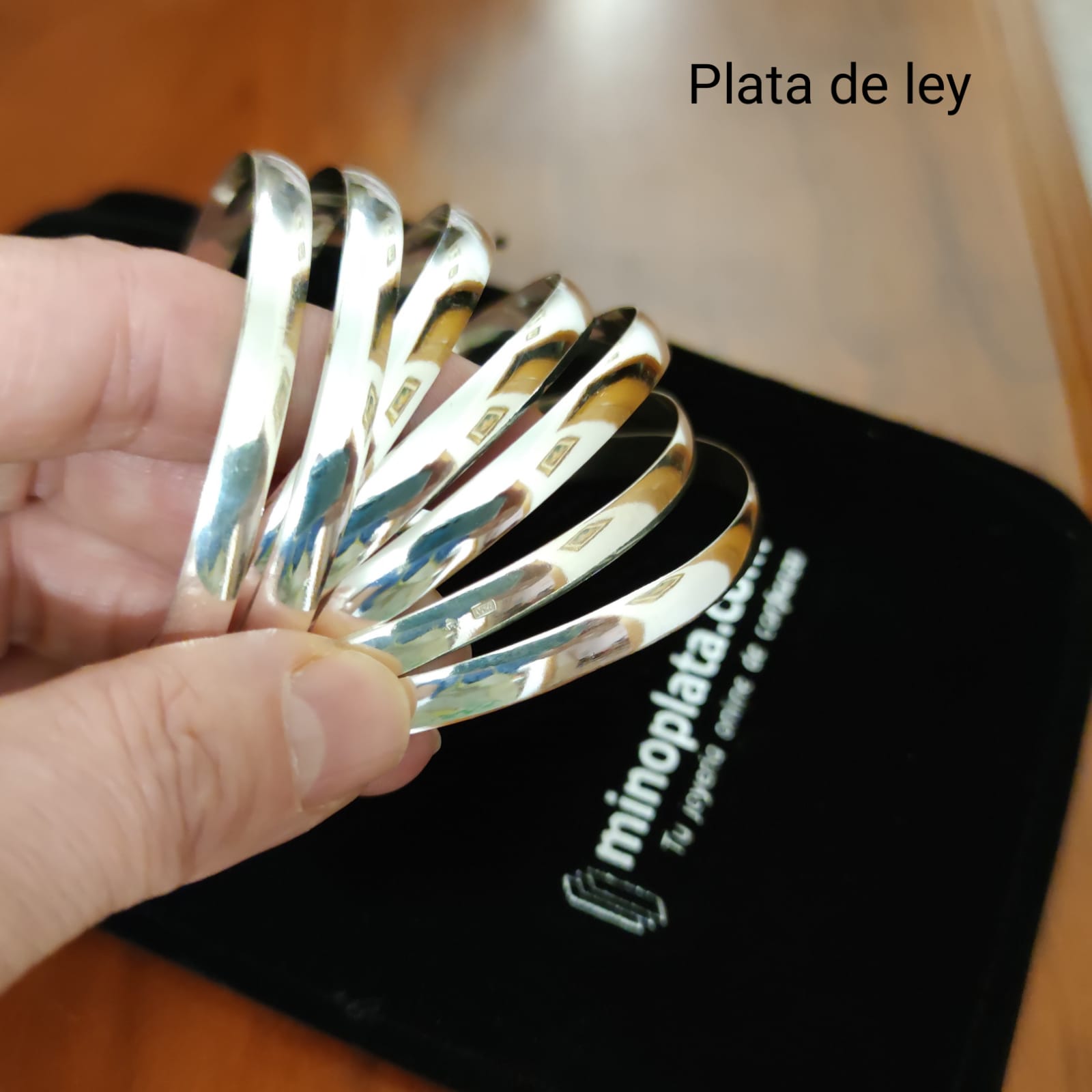 Pulseras Semanario Plata de ley media caña lisas 6mm y 70mm de diámetro (Talla L) 3