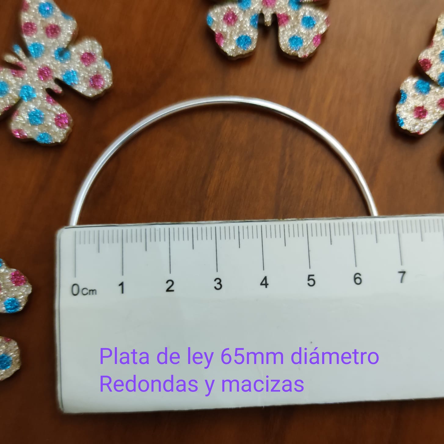 Pulseras Semanario macizas de Plata lisas redondas 2mm - 65mm diámetro (Talla M) 4