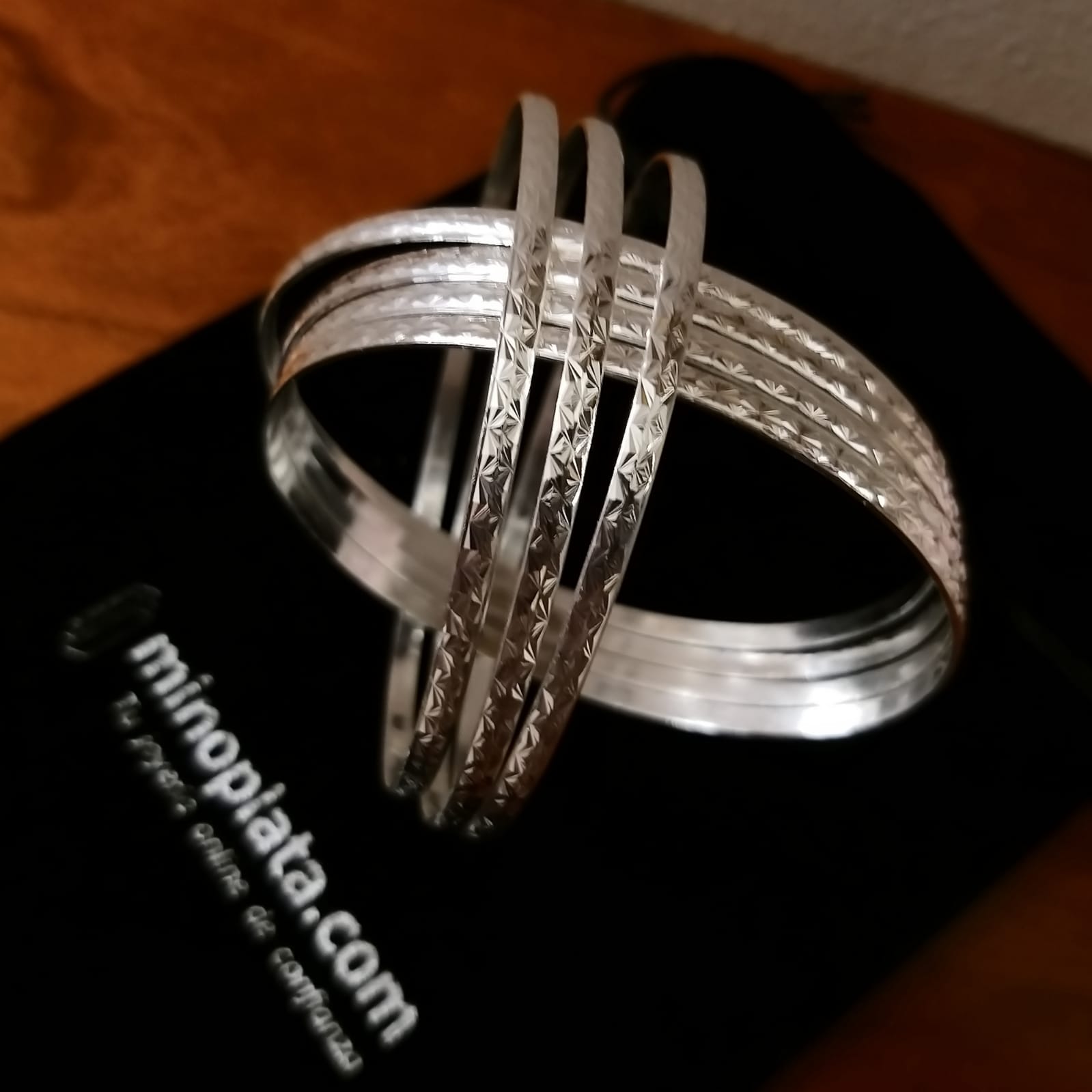 Semanario Pulseras talladas de Plata de ley 3 Mm. y 65 Mm.diám. 3