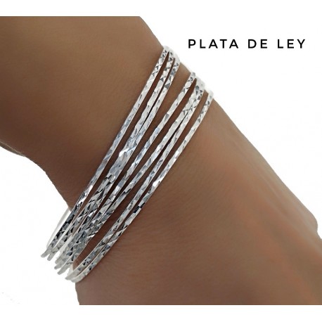 Pulseras semanario de Plata de ley talladas 65Mm.