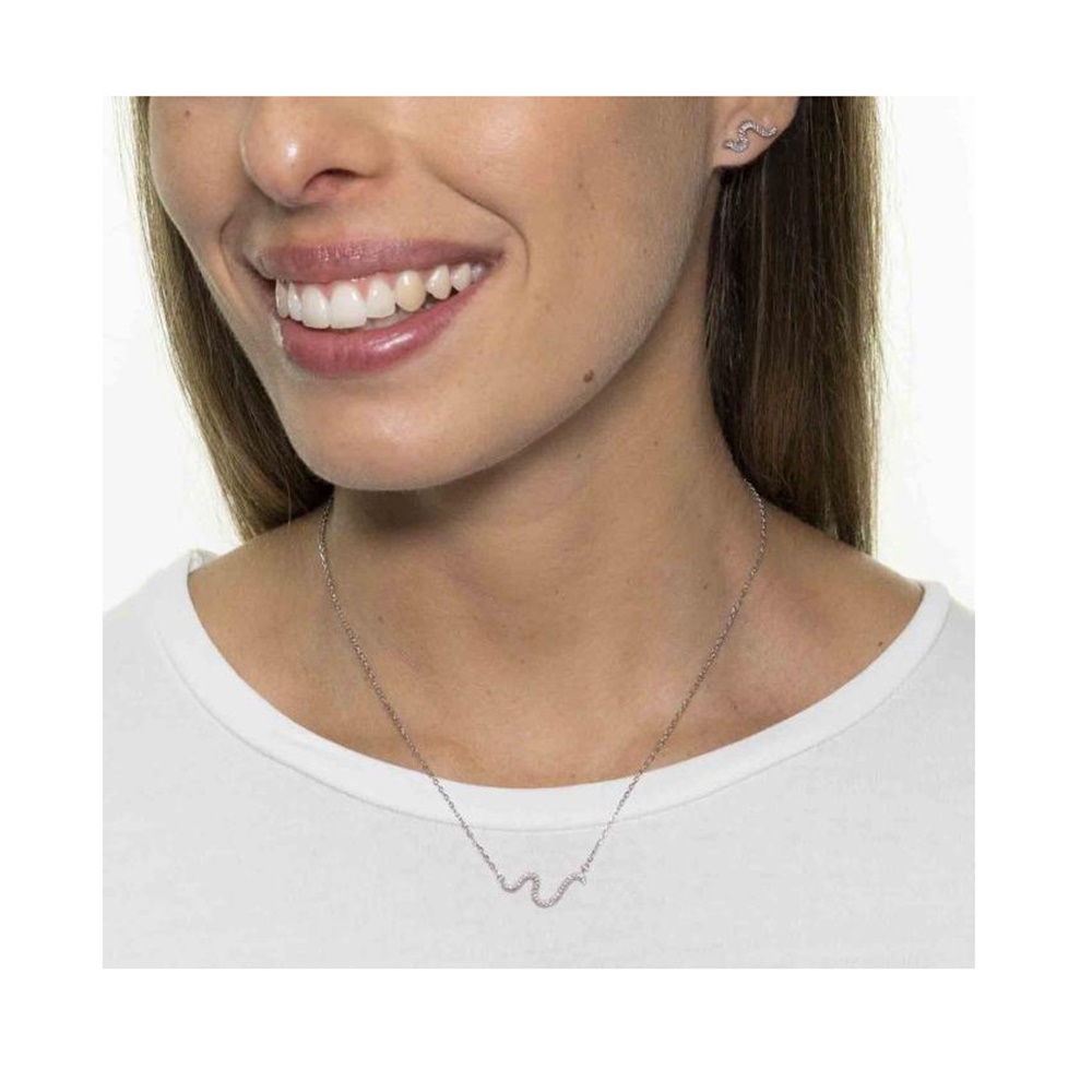 Juego Pendientes y Collar figura de Plata rodiada y Circonitas 1