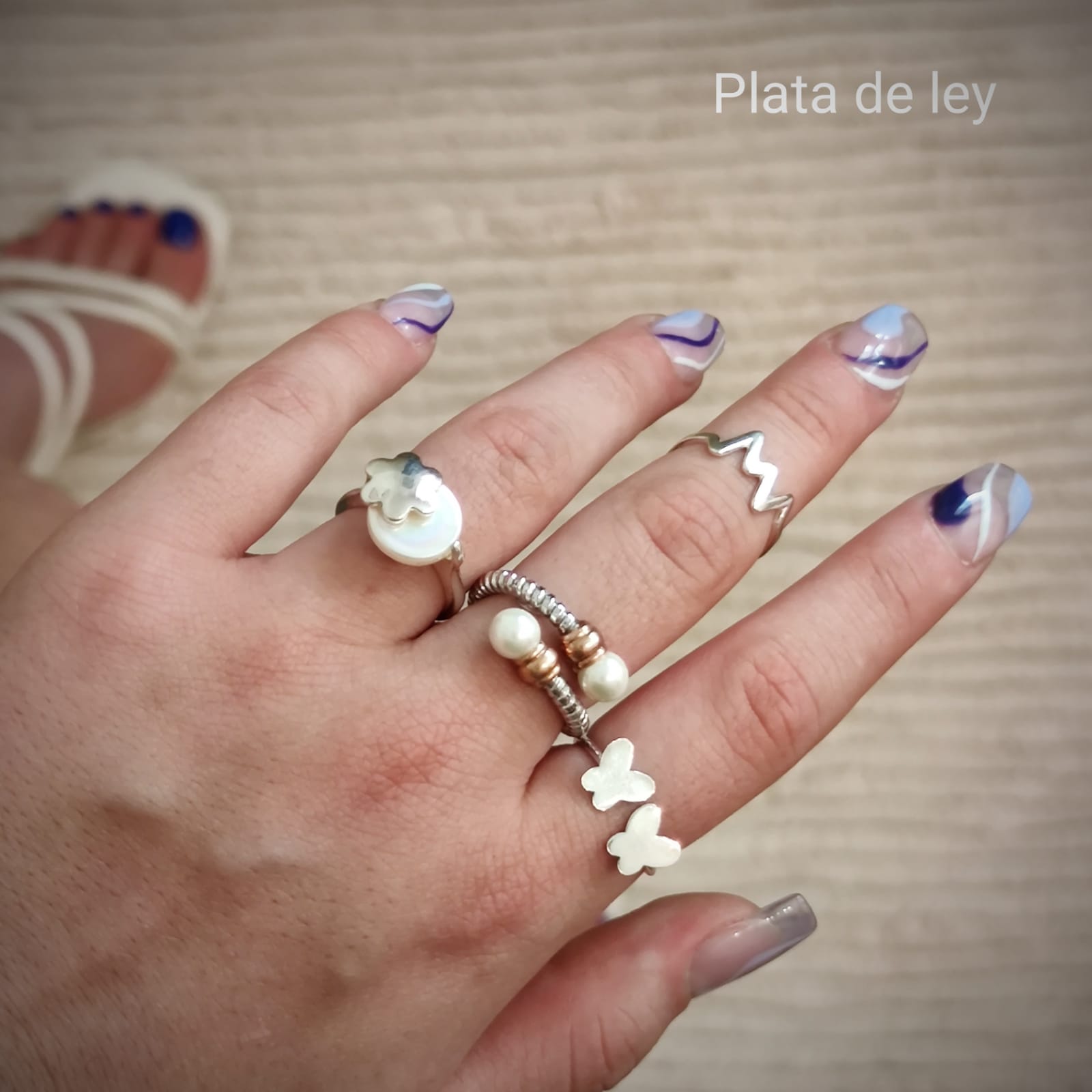 Sortija flor de Plata con Perla adaptable 2