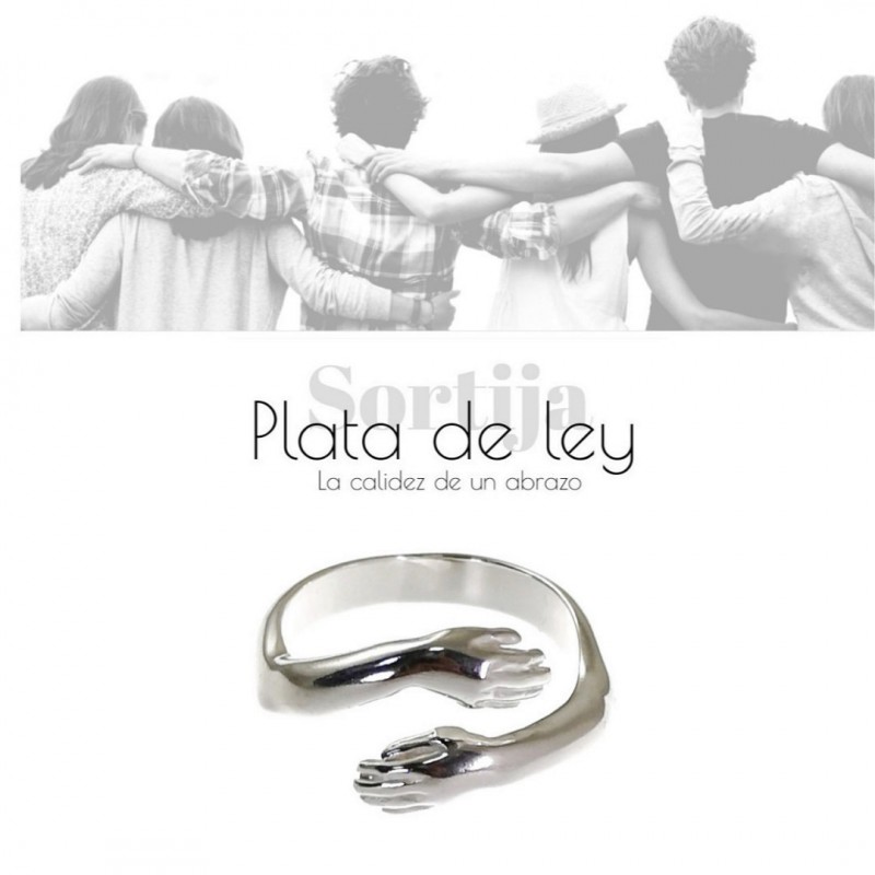 Anillo abrazo de Plata de ley para mujer o para hombre 2