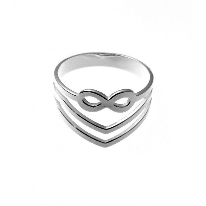 Anillo infinito bandas de Plata de ley para mujer