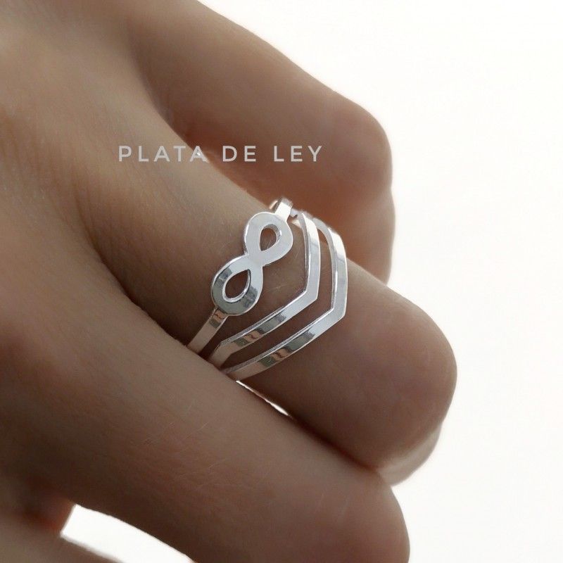 Anillo infinito bandas de Plata de ley para mujer 5