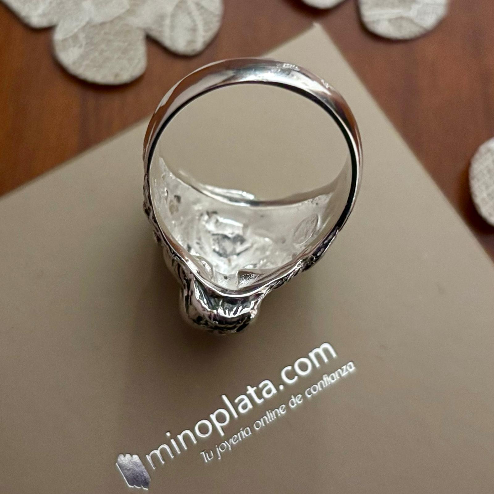 Anillo cabeza de león 3 cm de Plata envejecida para hombre 4