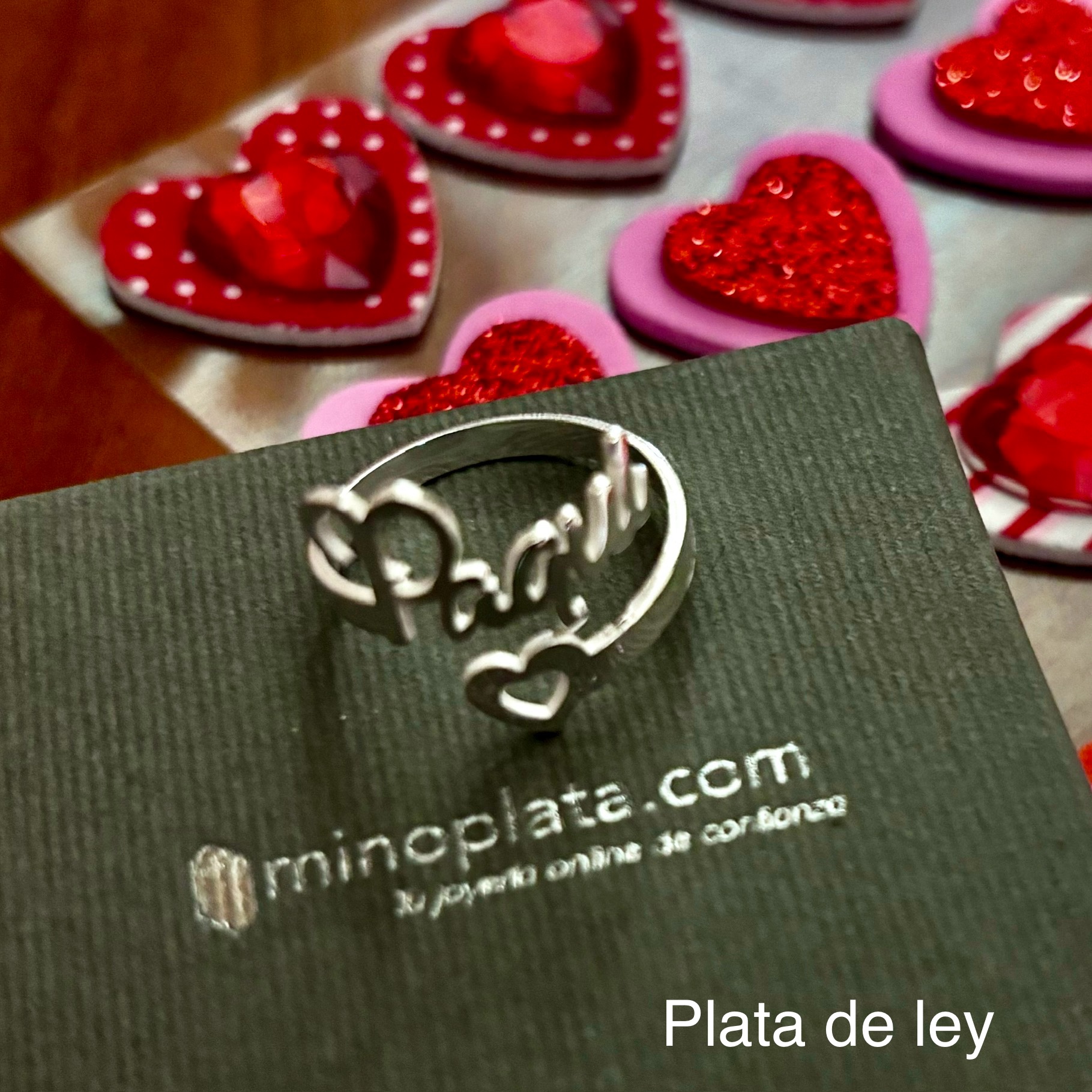 Anillo corazón de Plata personalizado con cualquier nombre 1
