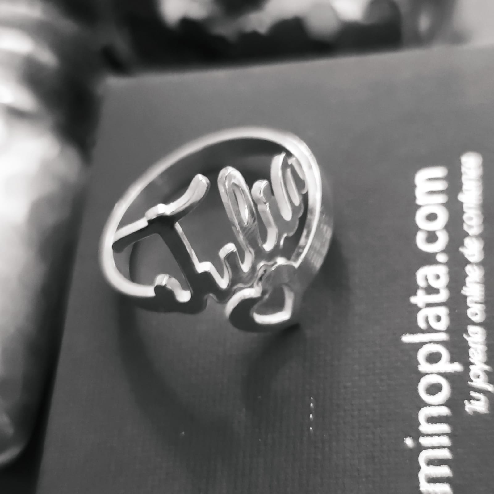 Anillo corazón de Plata personalizado con cualquier nombre 5
