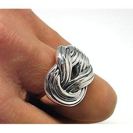 Anillo de Plata de ley nudo acabado envejecido 1