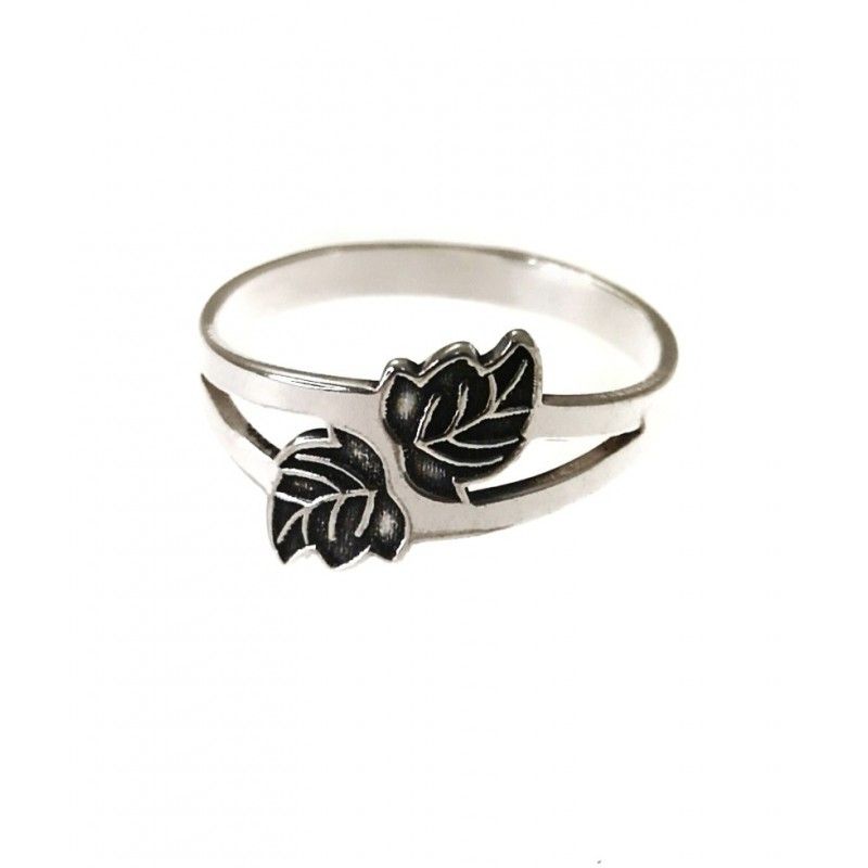 Anillo de Plata de ley hojas oxidadas para mujer