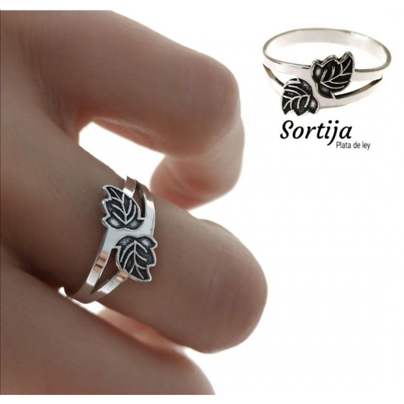 Anillo de Plata de ley hojas oxidadas para mujer 1