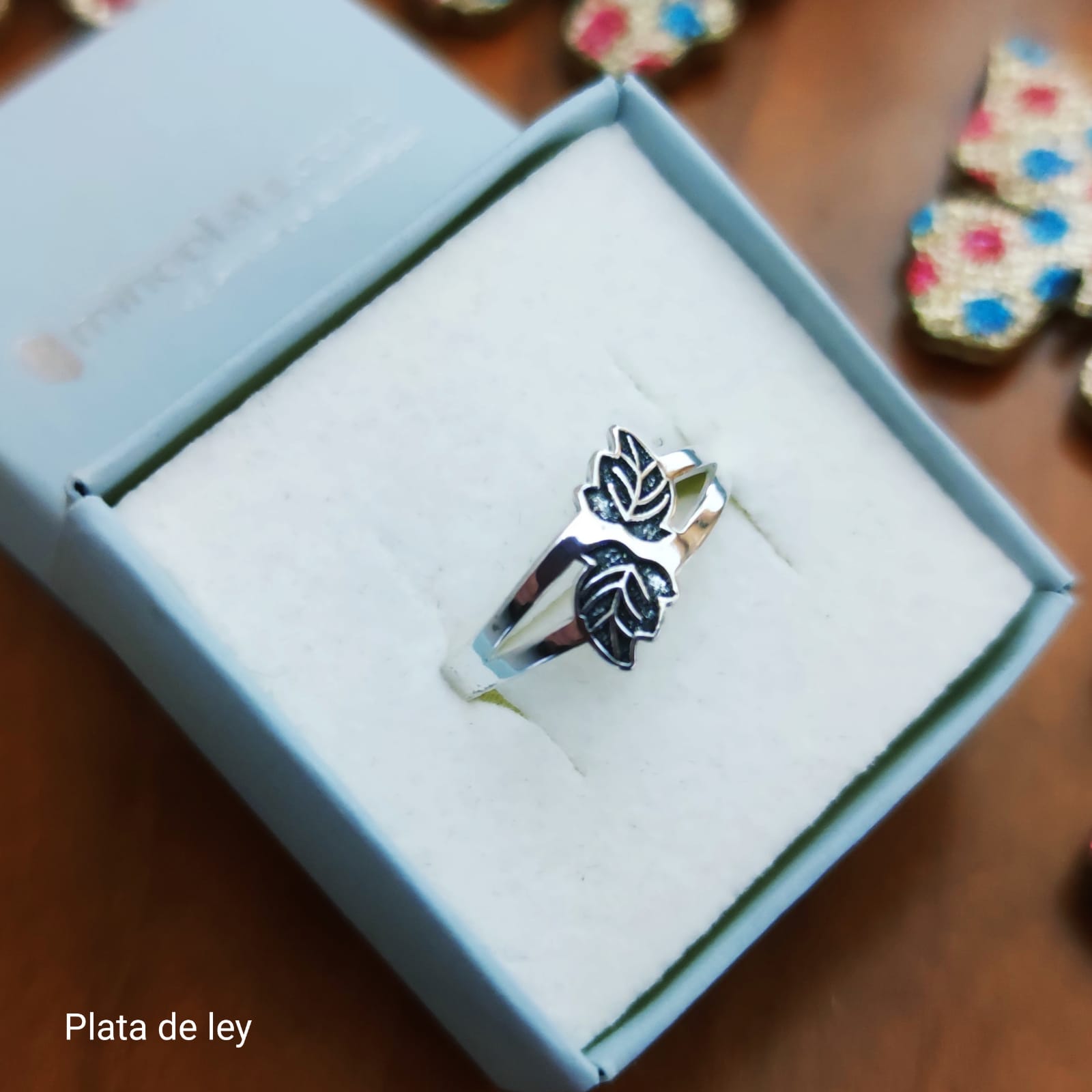 Anillo de Plata de ley hojas oxidadas para mujer 2