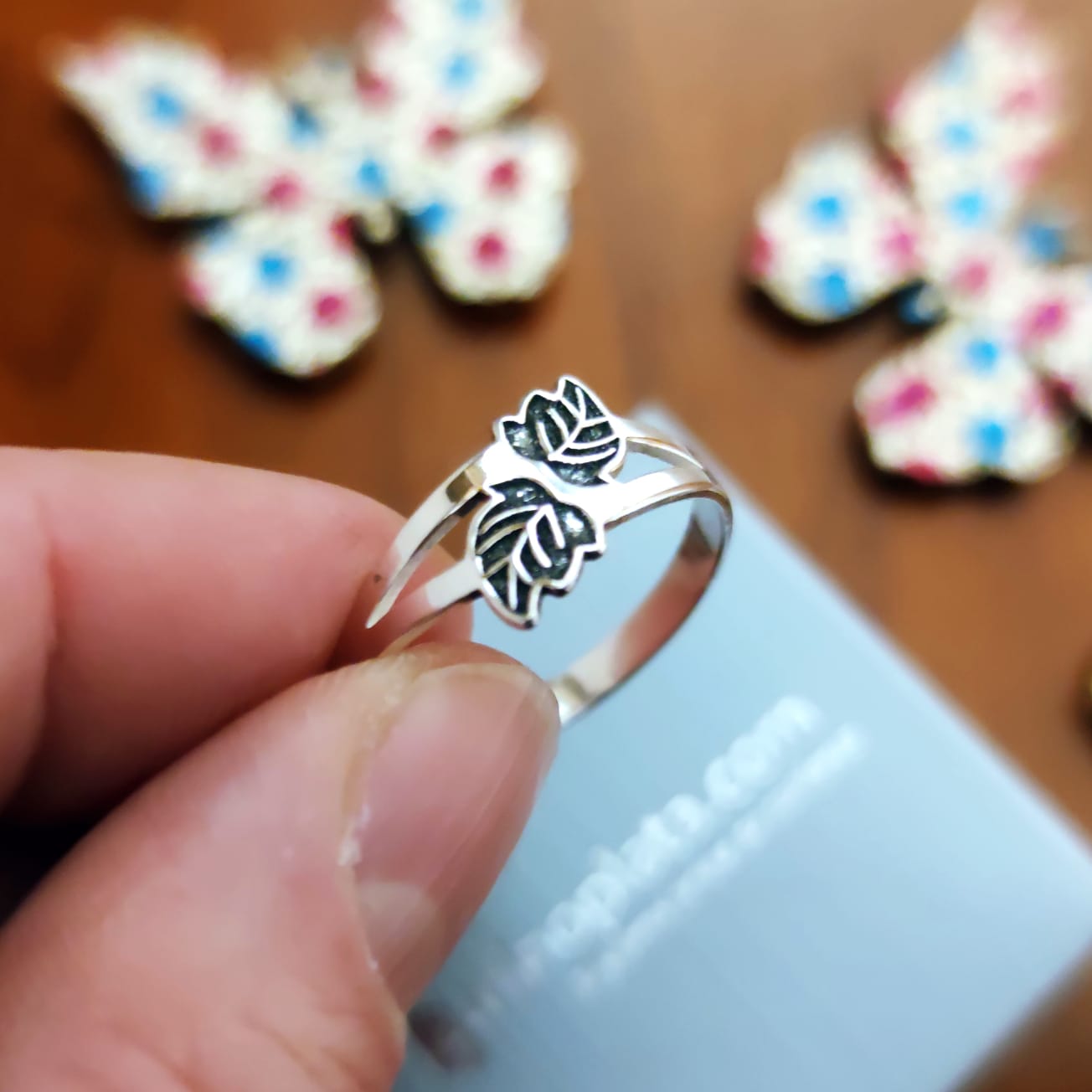 Anillo de Plata de ley hojas oxidadas para mujer 4