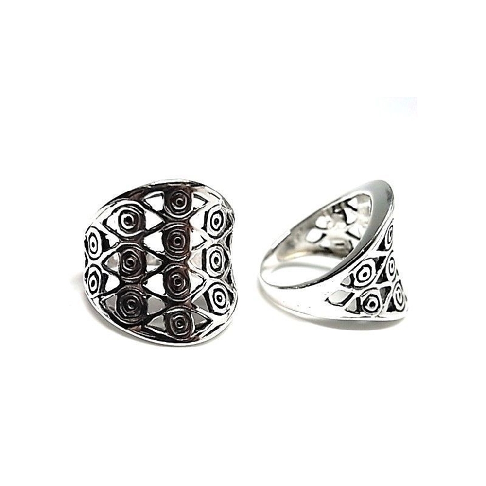 Anillo dibujos calados de Plata de ley oxidada