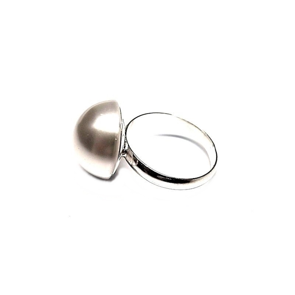 Anillo de Plata de ley con media Perla sintética 16 Mm. 1