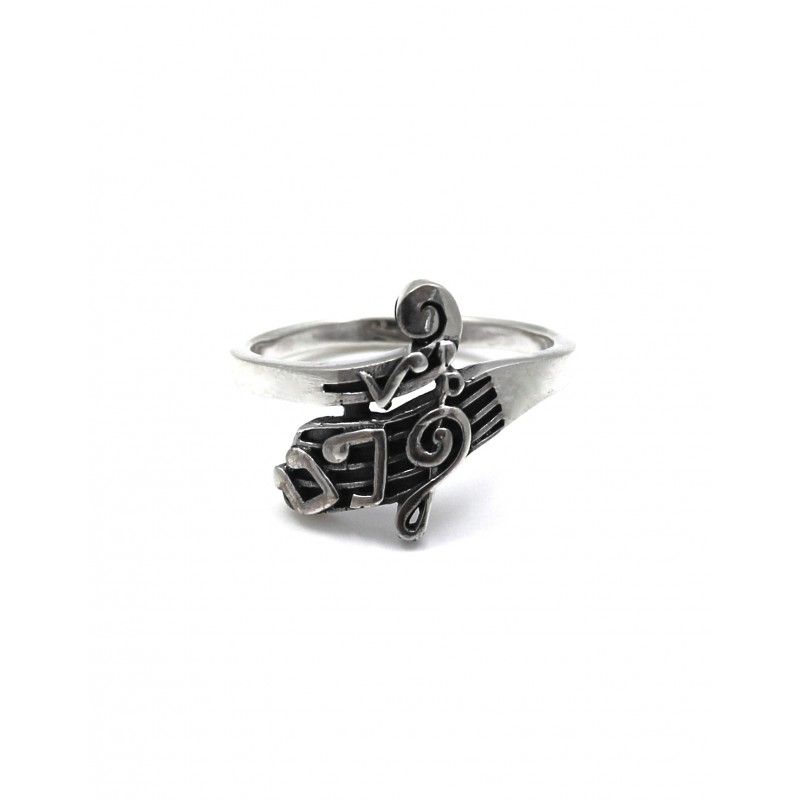 Anillo notas musicales de Plata de ley