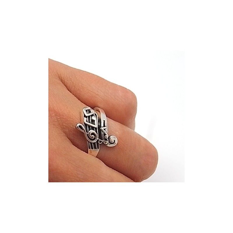 Anillo notas musicales de Plata de ley 1