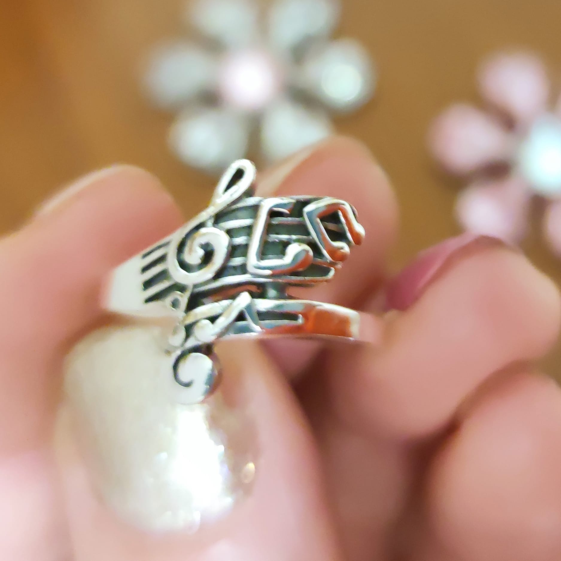 Anillo notas musicales de Plata de ley 3