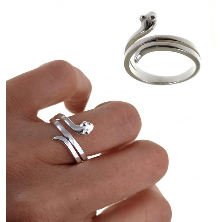 Anillo serpiente de Plata de ley lisa 1