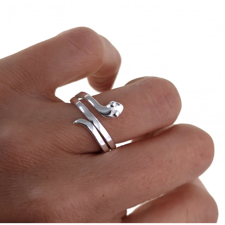 Anillo serpiente de Plata de ley lisa 2