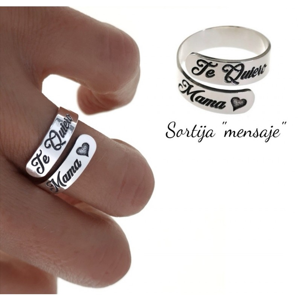 Anillo cruzado de Plata de ley Te quiero mamá 5