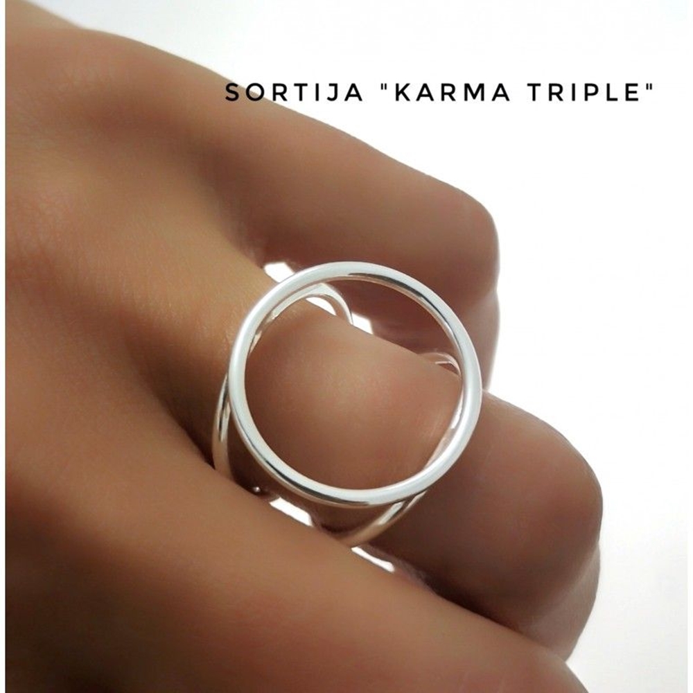 Anillo triple Karma de Plata de ley 1