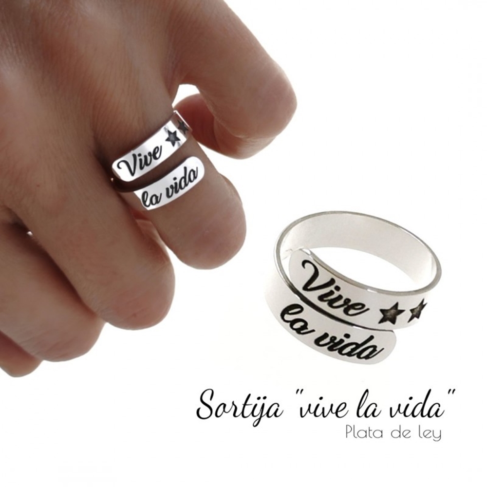 Anillo Vive la Vida de Plata de ley 1