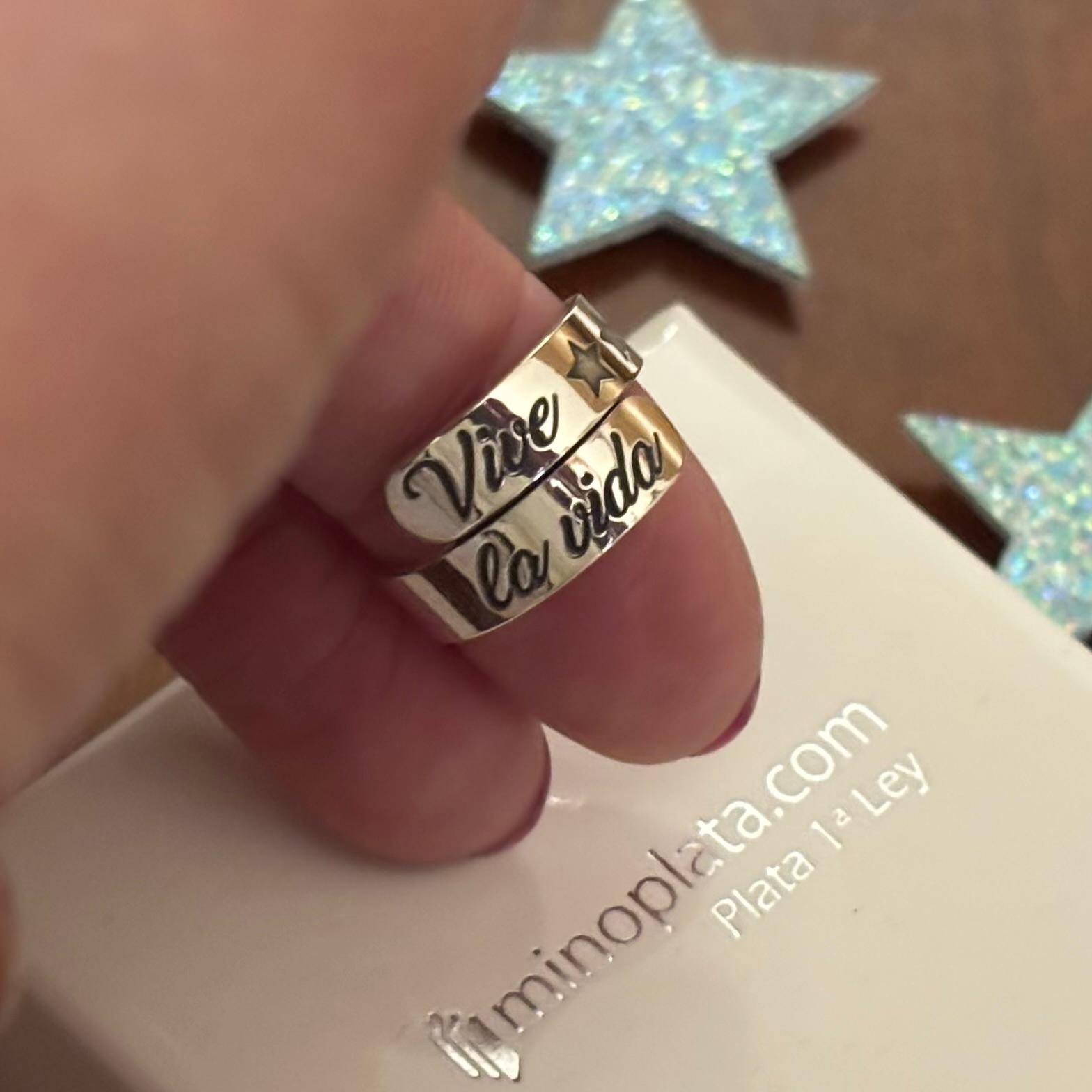 Anillo Vive la Vida de Plata de ley 3
