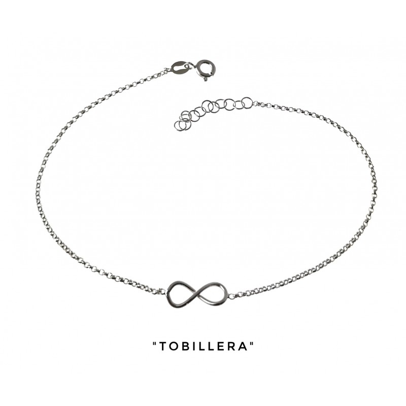 Pulsera tobillera infinito de Plata de ley